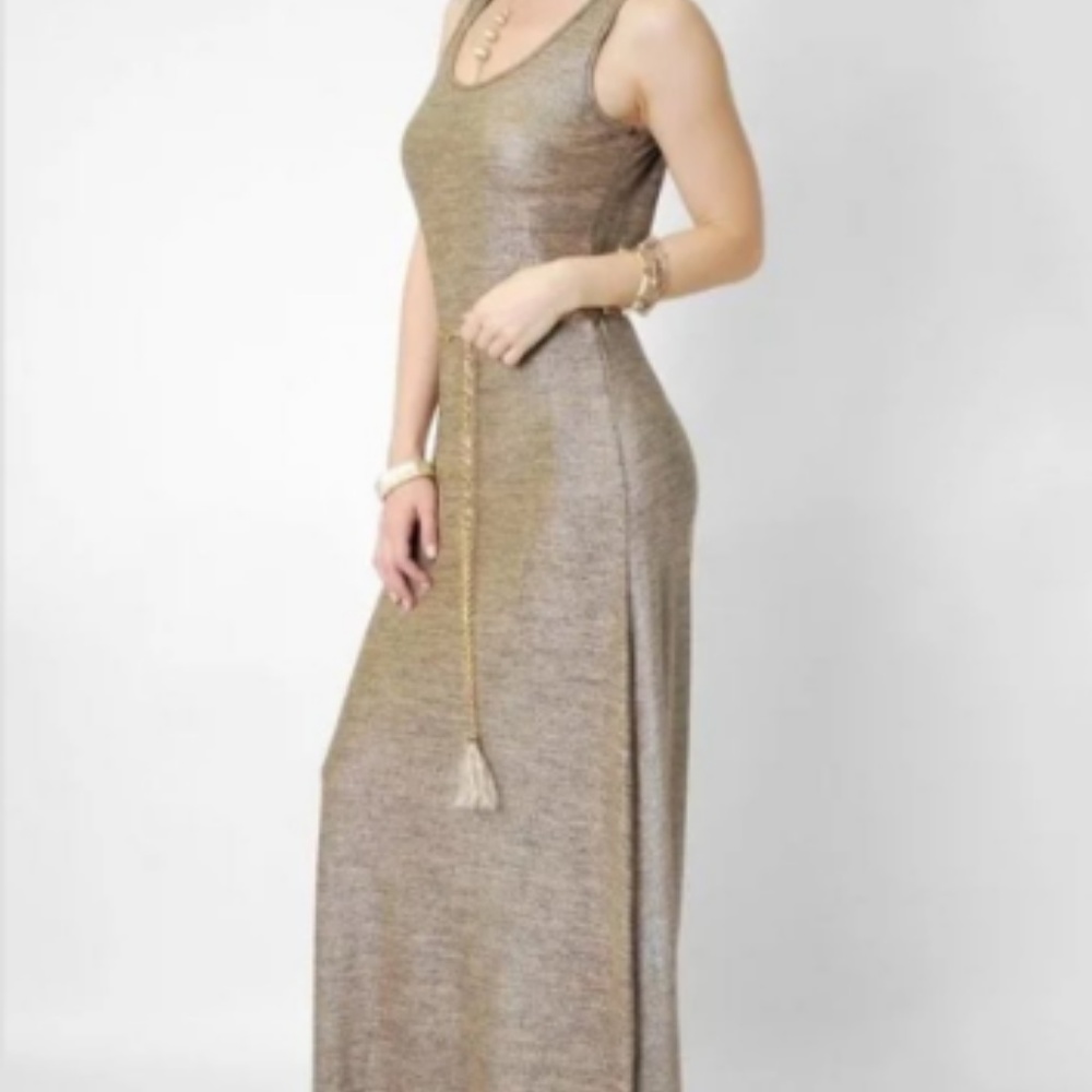 🌹Beige Shimmer Maxi Dress
